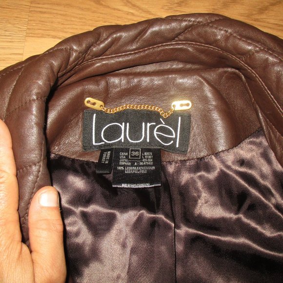 LAUREL  ESCADA BROWN QUILTED LEATHER JACKET SZ 36 - Picture 5 of 10